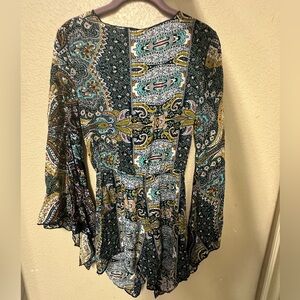 Multicolor Design Tie Romper